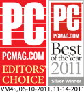 PC Mag Editor's Choice and Best of the Year two thousand and eleven awards