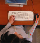 Standard keyboard and mouse reach